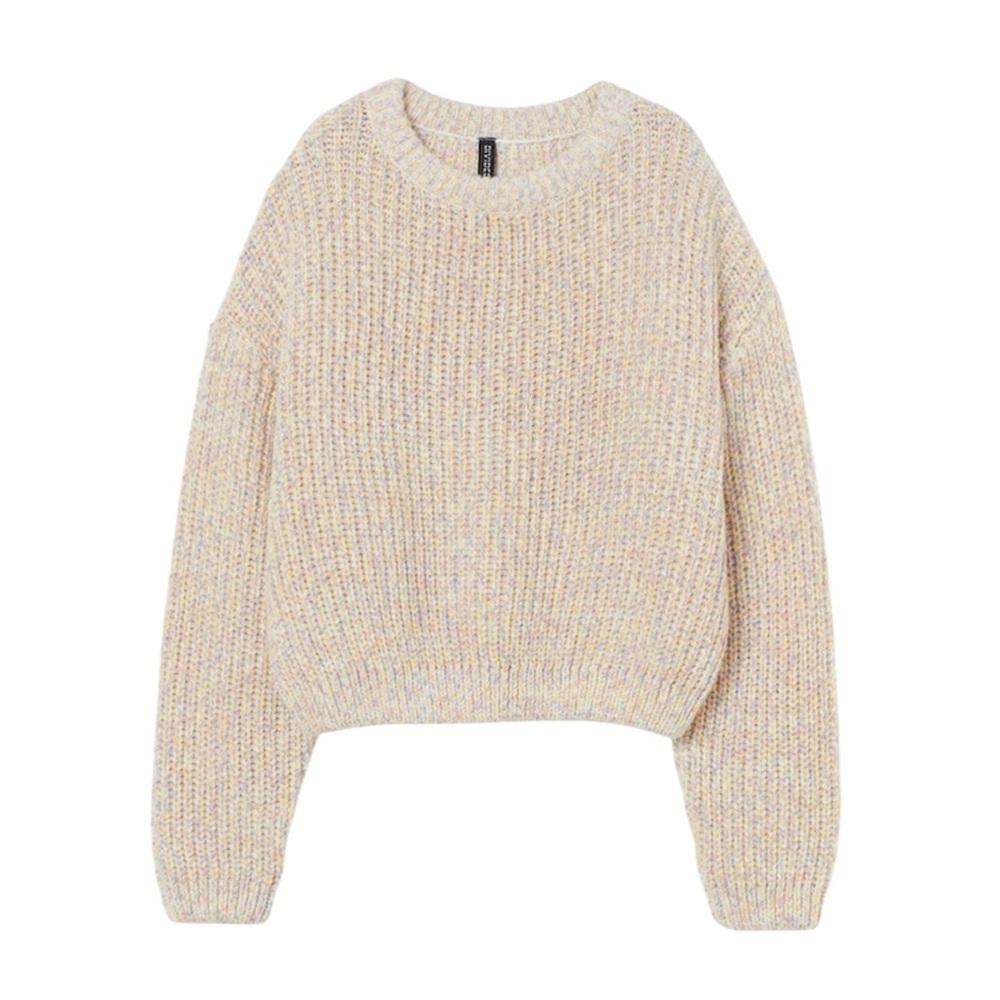 ❤️ H&M CHUNKY-KNIT JUMPER multicolored Pastel Sweater Size M